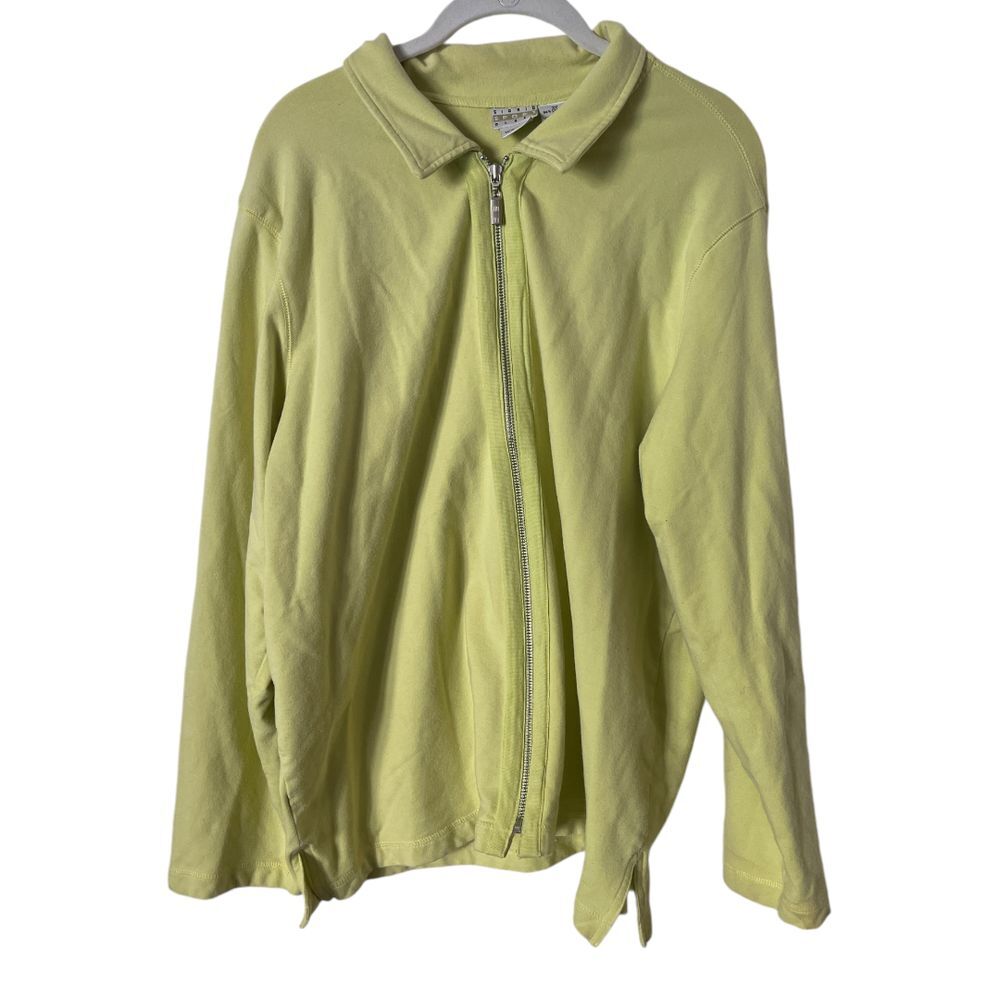 Sigrid Olsen Sport Lime‎ Green Full Zip Sweatshirt 2X